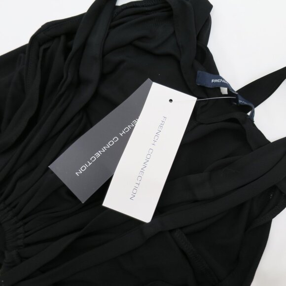 French Connection Necklace Trim Slinky Dress - Black / UK 10/US 6/FR 38/EU 38 - Picture 8 of 16